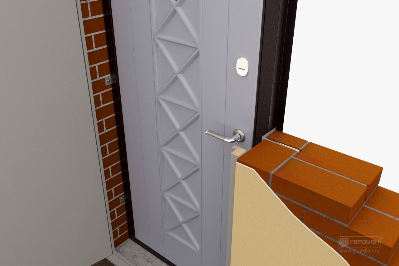 Стальная дверь ДС 7 Гардиан® – Установка в дверной проем изнутри