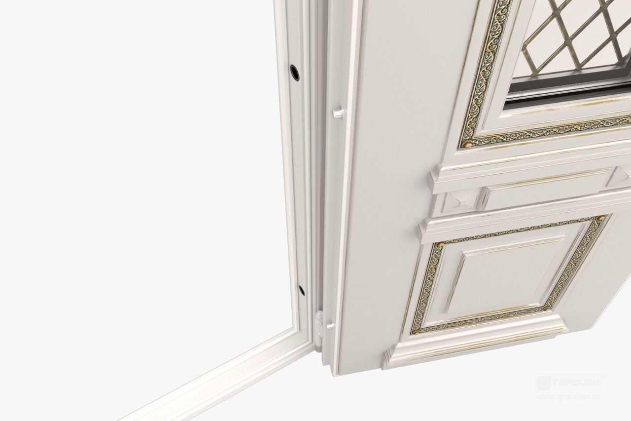 Стальная дверь Дворцовая двустворчатая Гардиан® – Хромированные фиксаторы (статические ригели)