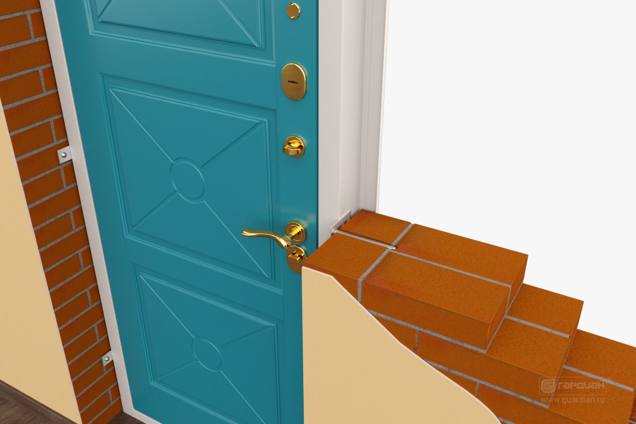 Стальная дверь Simple 90 Гардиан® – Установка в дверной проем снаружи