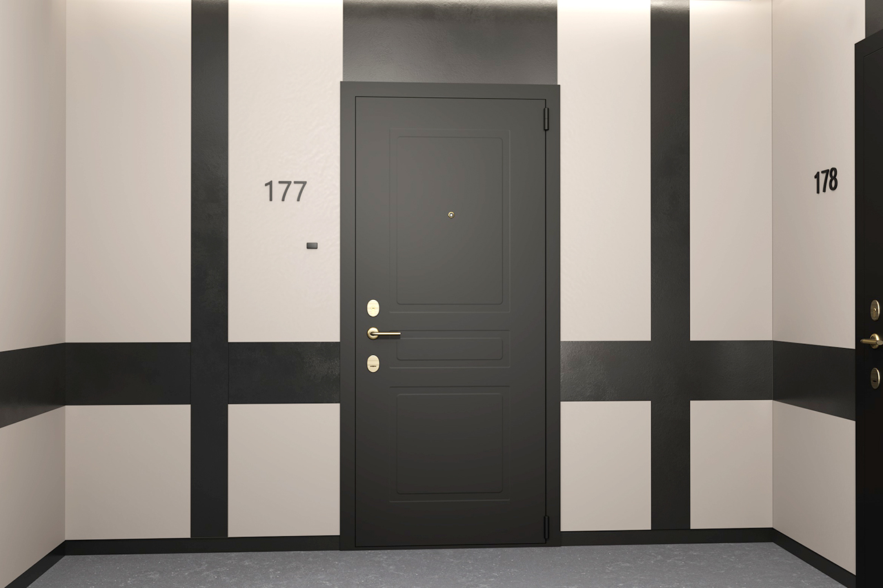 Входная дверь Гардиан в экстерьере с отделкой 177
