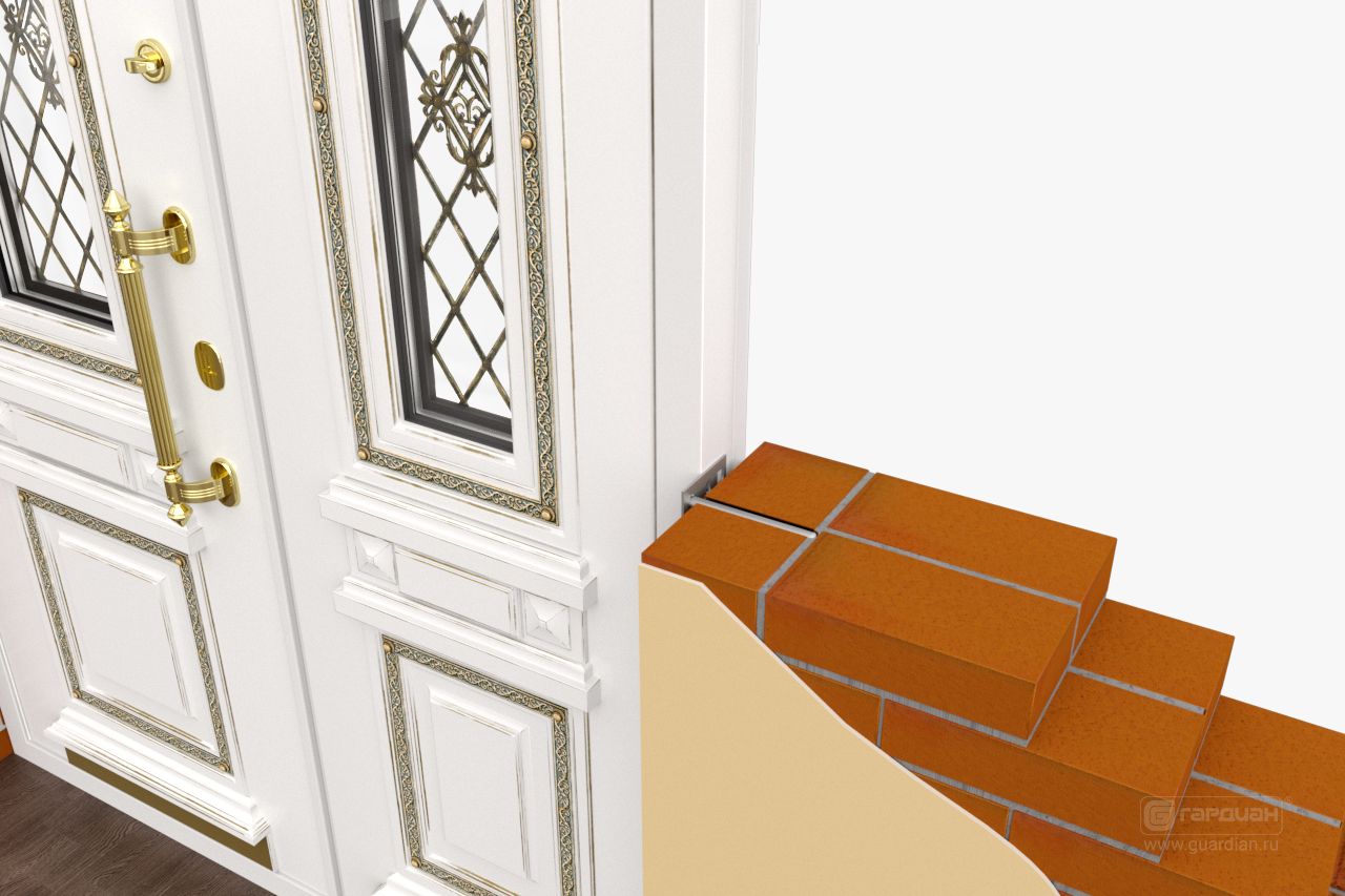 Стальная дверь Дворцовая двустворчатая Гардиан® – Установка в дверной проем с заглублением
