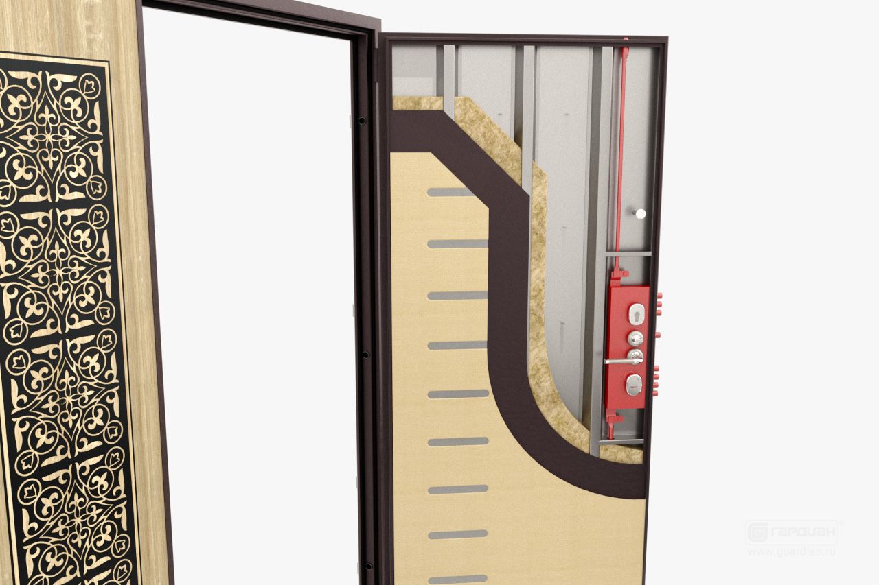 Стальная дверь ДС 3 двустворчатая Гардиан® – Вертикальный привод замка двери