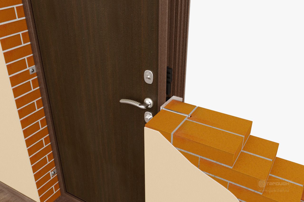 Стальная дверь Фактор К ППУ Гардиан® – Установка в дверной проем снаружи