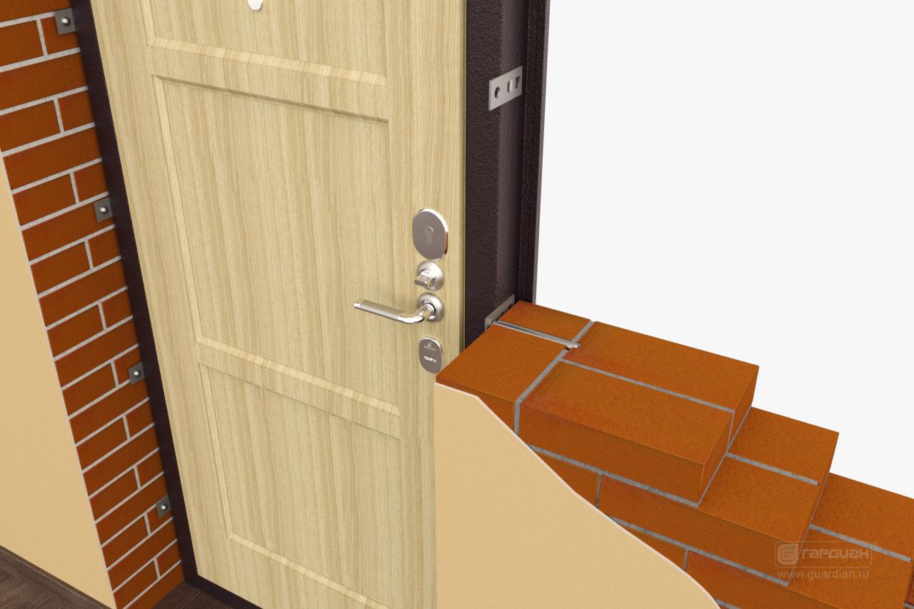 Стальная дверь ДС 3У Гардиан® – Установка в дверной проем снаружи
